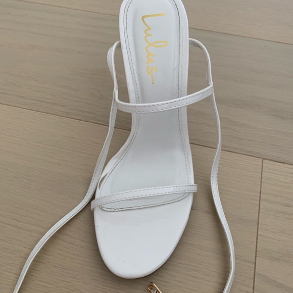 Sydd Off White Patent Ankle Wrap High Heel Sandals - Picture 4 of 7